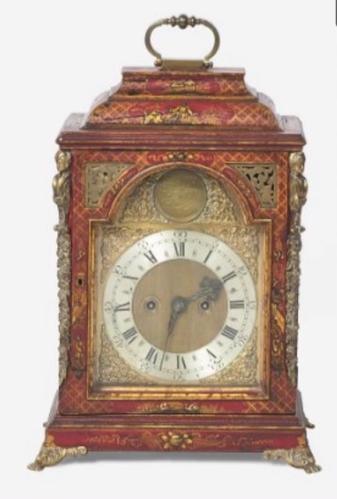 A Red lacquered George III Bracket Clock by C Sergeant
