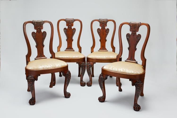 A Rare Set of Four Chinese George II Side Chairs by A Sergeant