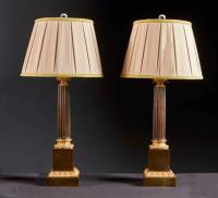 A Pair of Bronze Column Lamps by A Sergeant