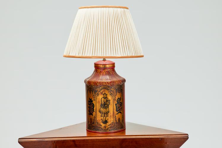 Red Lacquered Chinoiserie Lamp by C Sergeant
