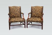 A Fine Pair of Chippendale Period Gainsborough Chairs by A Sergeant