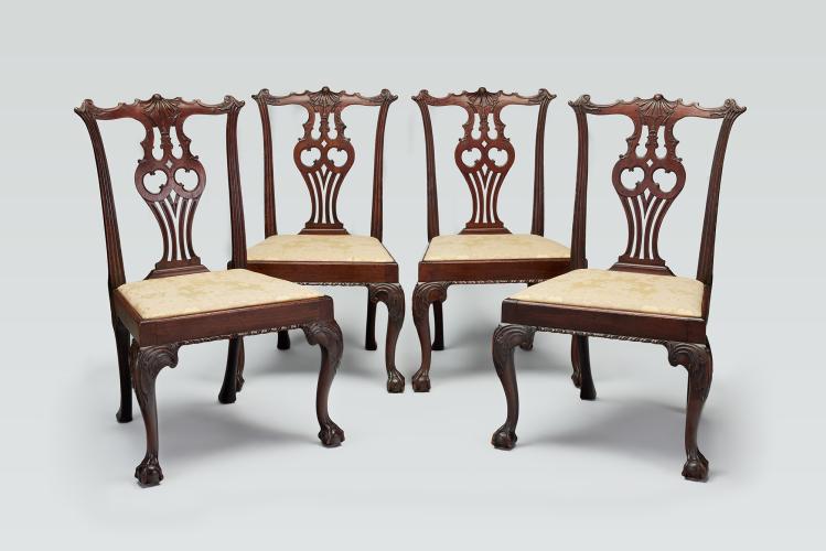 A Fine Set of Four Chippendale Chairs by A Sergeant