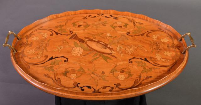 SatinWood Inlaid  English Tray by C Sergeant