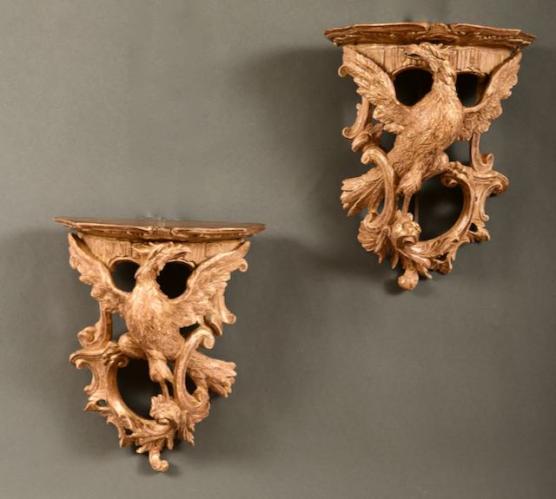 A Large Pair of Georgian Giltwood Brackets by A Sergeant